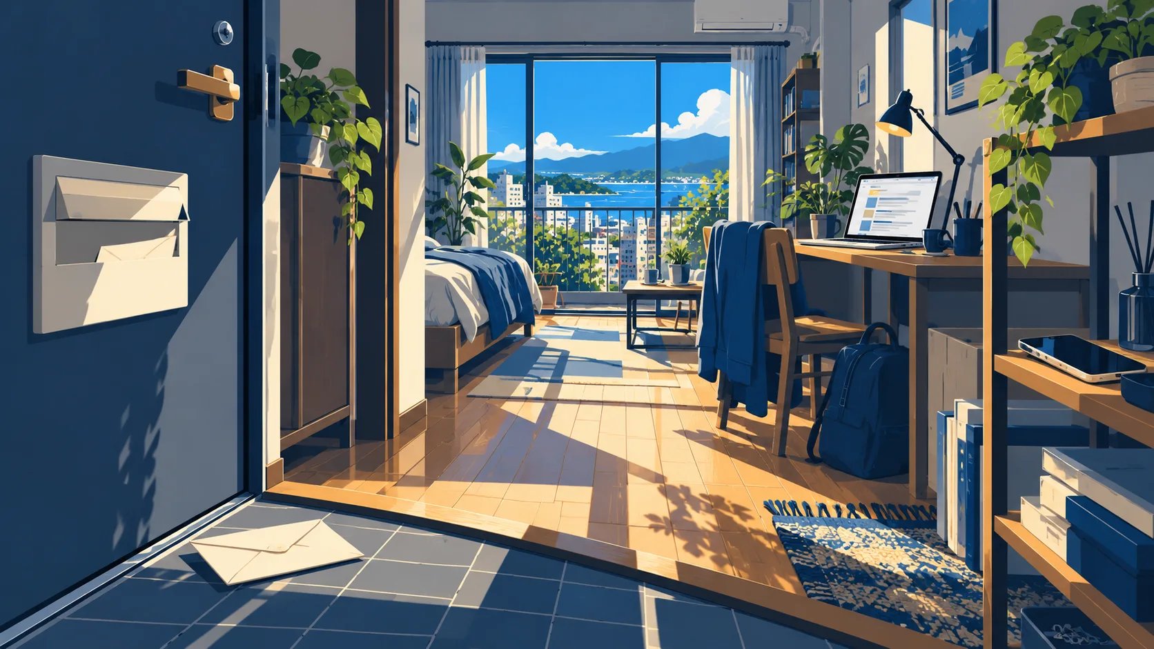 検索画面と郵便物が日常の部屋に並ぶARGの入口